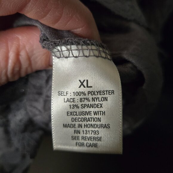 Y2K 2000s Women's Fairy Grunge Crinkle Gray Lace Trim XL Cami Tank Top - Picture 4 of 9